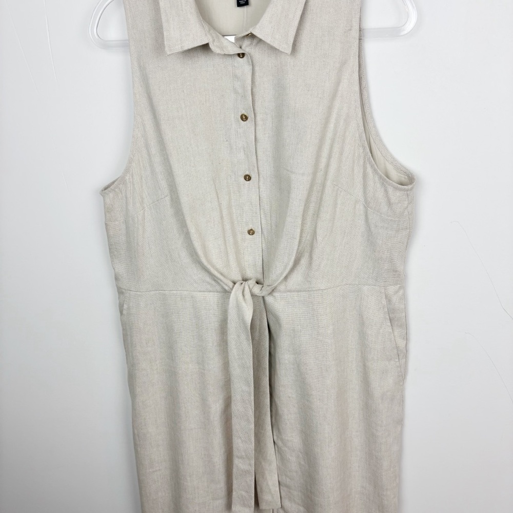Ann Taylor Linen Blend Collared Sheath Dress Size 18 - Picture 4 of 9
